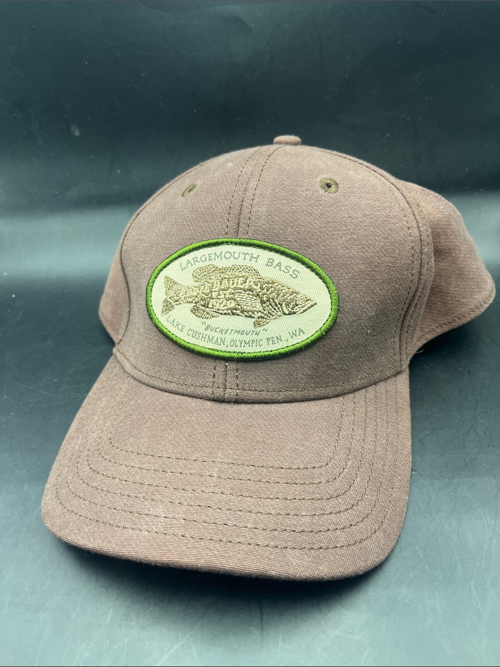 Eddie Bauer Largemouth Bass Fish Hat cap Flex L/XL Bucketmouth Lake Cushman